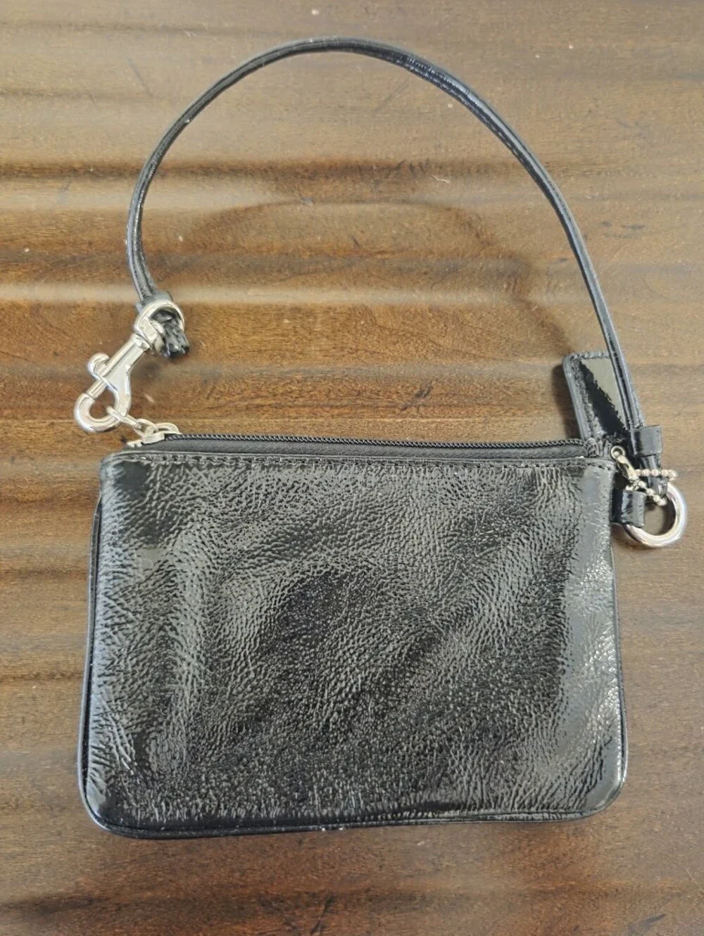 Like New, Vintage Coach Black Patent Leather Wristlet Clutch